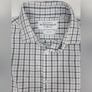 Mizzen Main Plaid Button Shirt White Red Blue Long Sleeve Men's Large Trim Fit